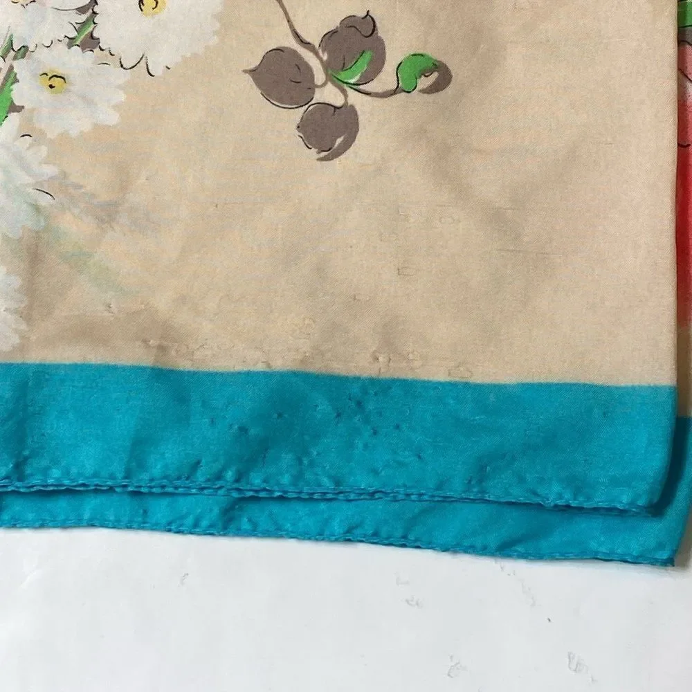4/$30 Vintage Scarf Floral No Label Size 30”x31”